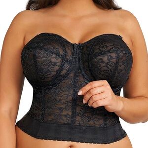 GODDESS longline strapless bustier corset bra GD0689 48DD strapless corset NWOT